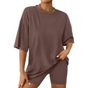 Womens 2 Piece Sets Summer Outfits 2025 Two Piece Lounge Set Matching Shirt